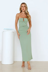 Stylish Days Strapless Maxi Dress Sage