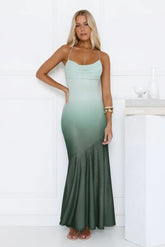 Send Me Flowers Ombre Maxi Dress Green