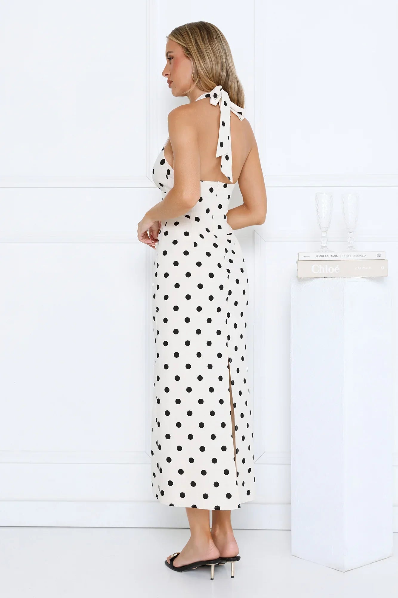Spotlight Babe Halter Maxi Dress Beige