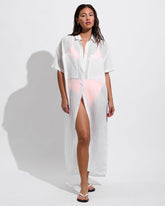 Getaway Shirt Dress *Sheer Stripe - Coconut