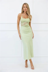 Radiate Positivity Halter Lace Maxi Dress Sage