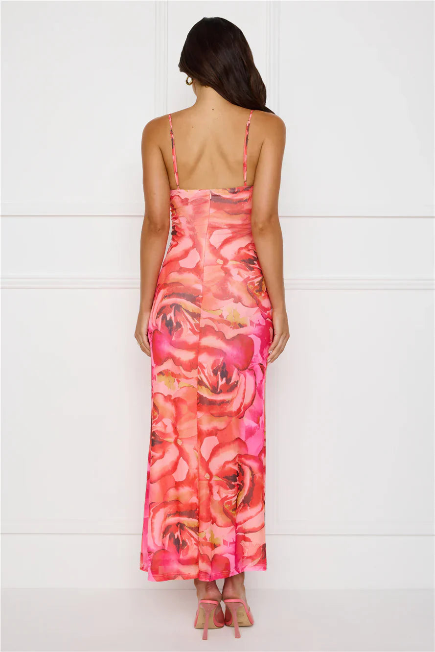 Seleneia Mesh Maxi Dress Pink