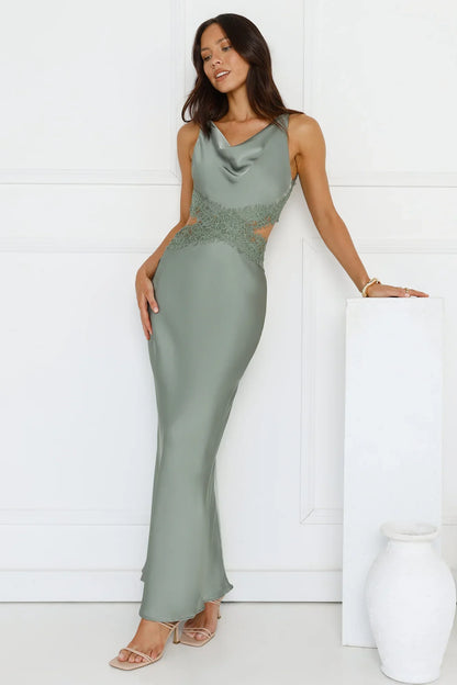 Satin Embrace Maxi Dress Sage