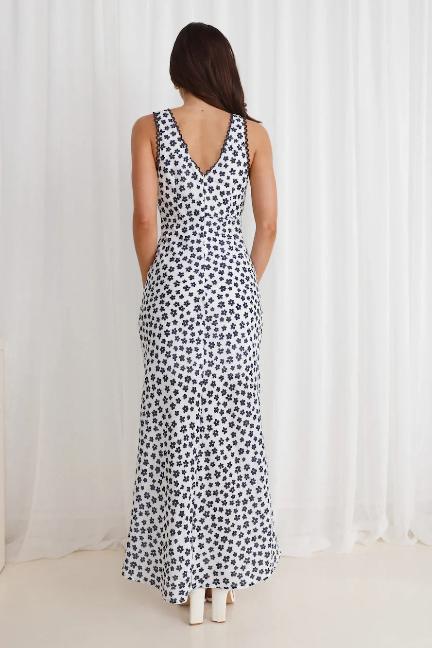 Picked Flowers Maxi Dress White