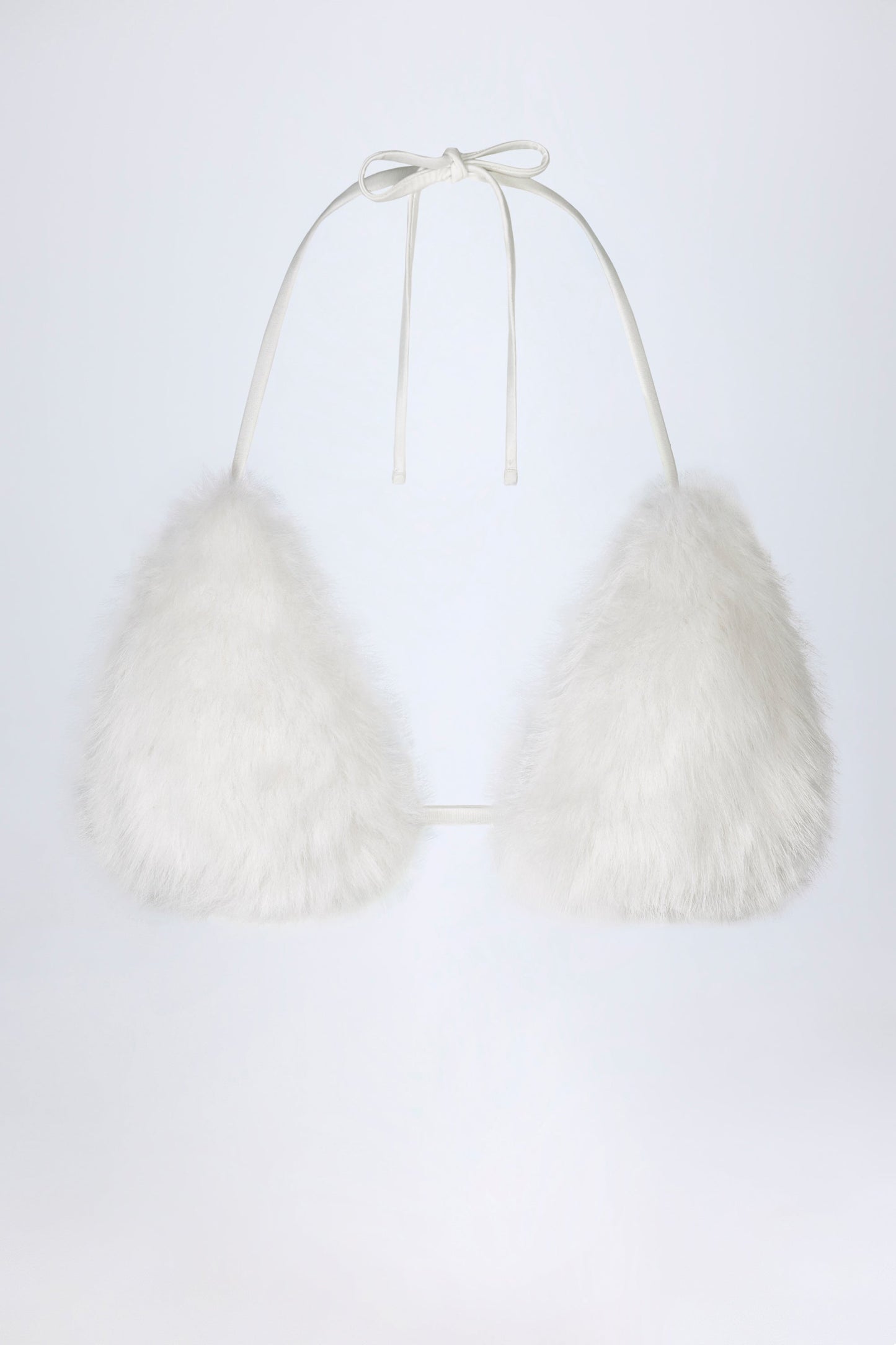 Faux Fur Triangle Bralette in White