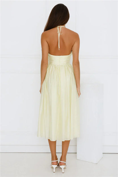 Seabreeze Dreamer Halter Midi Dress Yellow