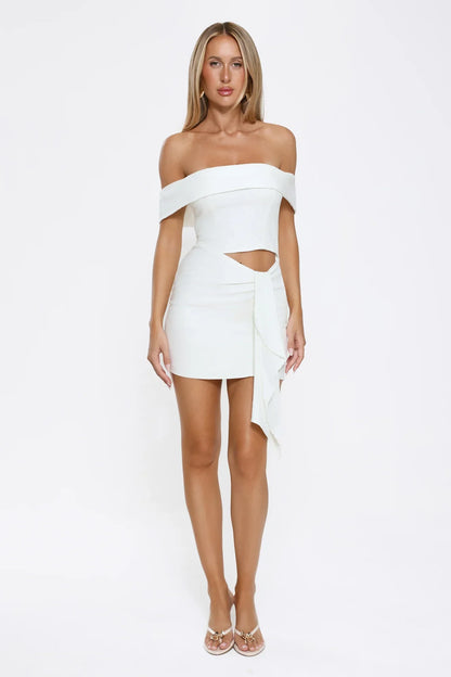 Secret Affair Off Shoulder Mini Dress White