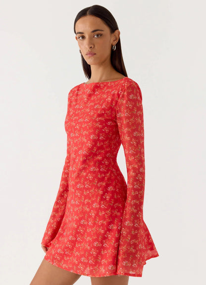 Sabella Mini Dress - Magenta Red Rose