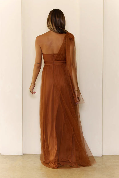 Perfect Poise Mesh Maxi Dress Rust