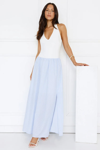 Salt In Her Hair Halter Maxi Dress Blue