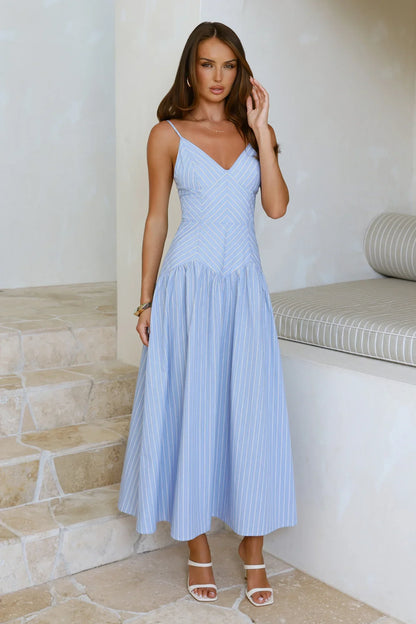 Set Sail In Style Maxi Dress Blue