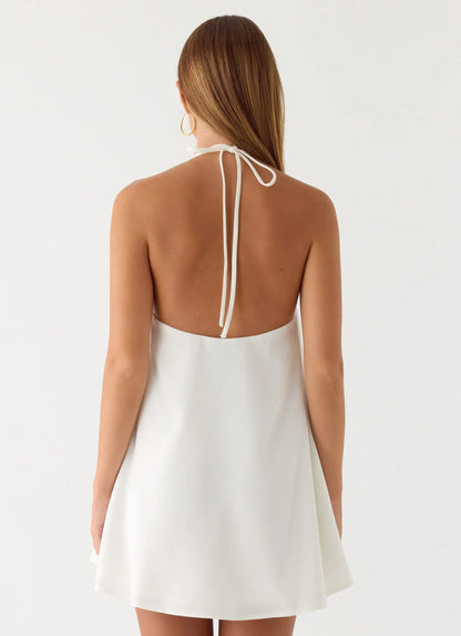 Soft Breeze Linen Mini Dress - White