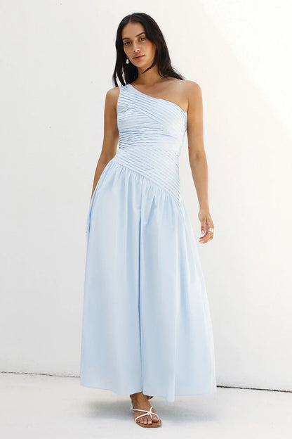 Seashell Moments One Shoulder Maxi Dress Blue