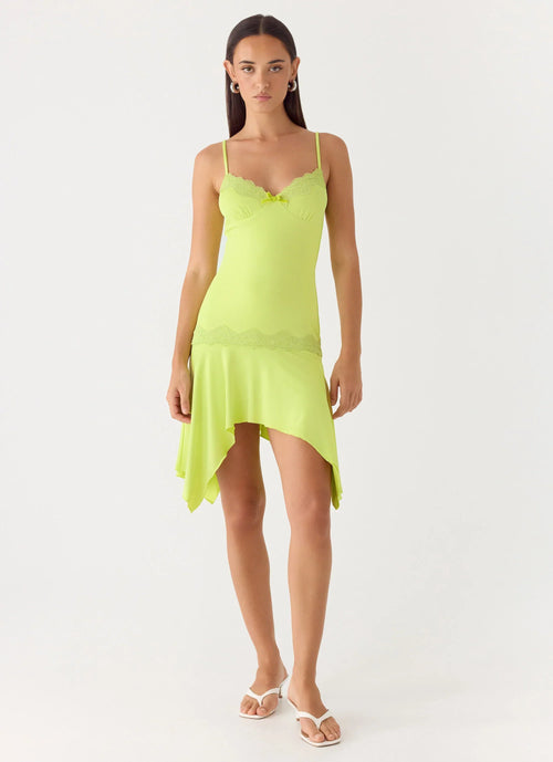Queen Card Mini Dress - Lime