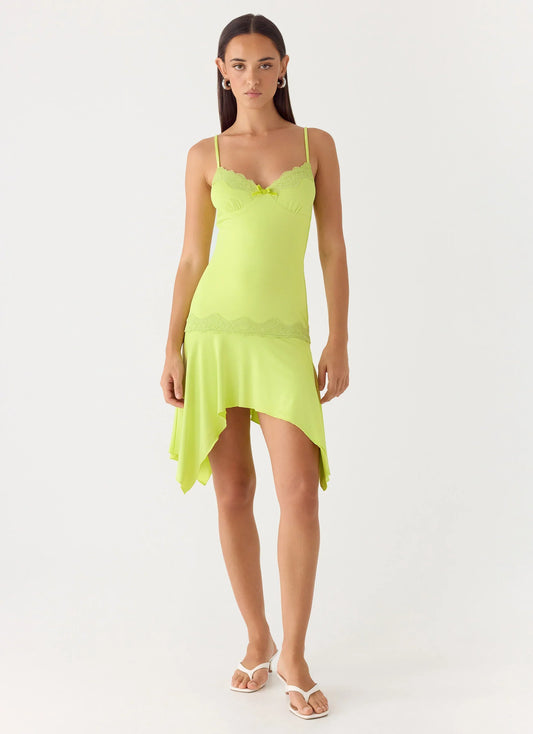 Queen Card Mini Dress - Lime