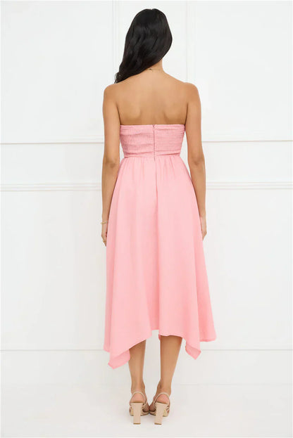 Saltwater Soul Strapless Midi Dress Pink