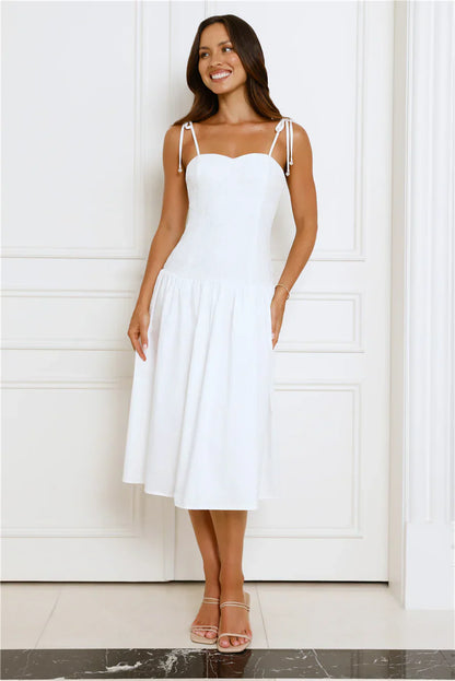 Sailing On A Dream Lace Midi Dress White