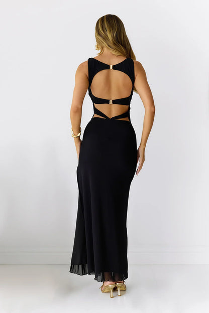 Secret Of The Sun Mesh Maxi Dress Black