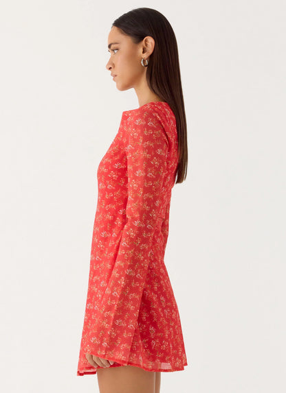 Sabella Mini Dress - Magenta Red Rose