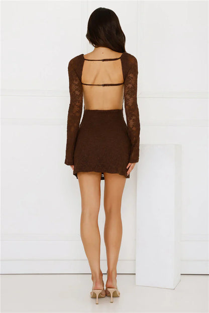 Soft Glam Season Long Sleeve Mini Dress Brown