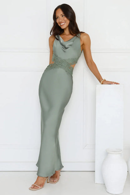 Satin Embrace Maxi Dress Sage