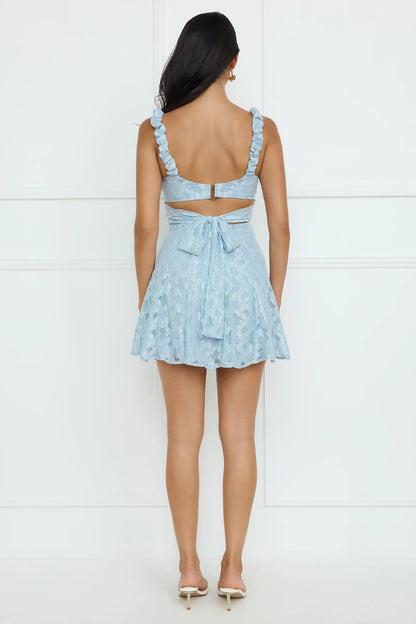 Refreshing Soul Lace Mini Dress Blue