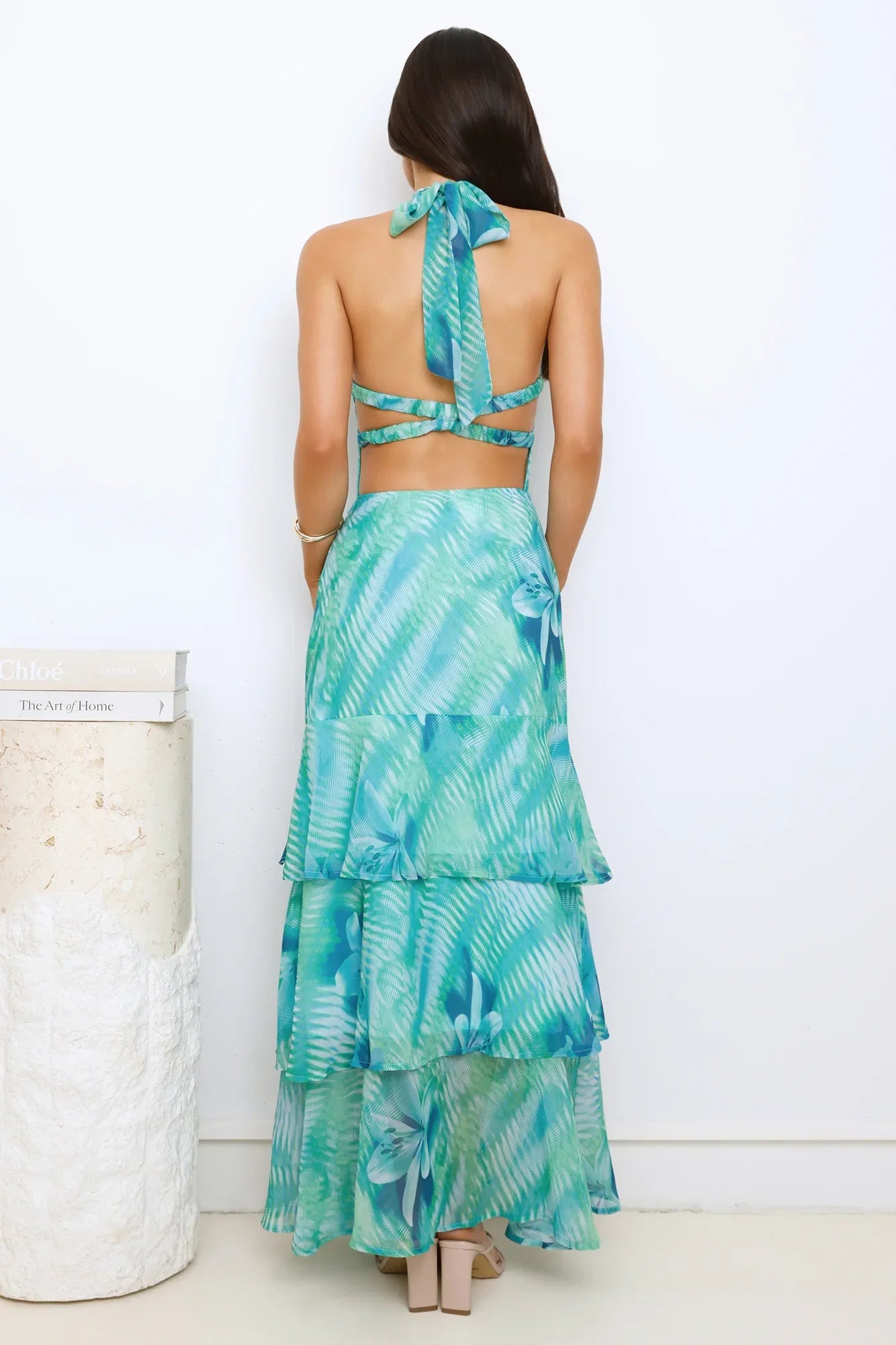 Starlight Stroll Halter Maxi Dress Green