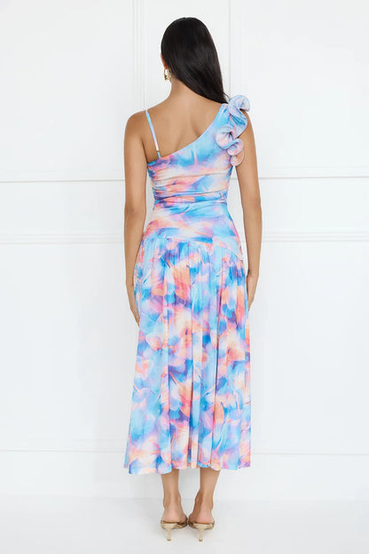 Pretty Encounter Mesh Maxi Dress Blue