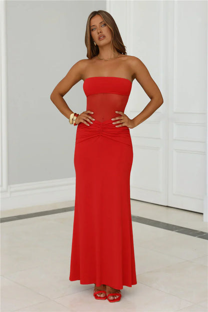 Seductive Spark Strapless Maxi Dress Red