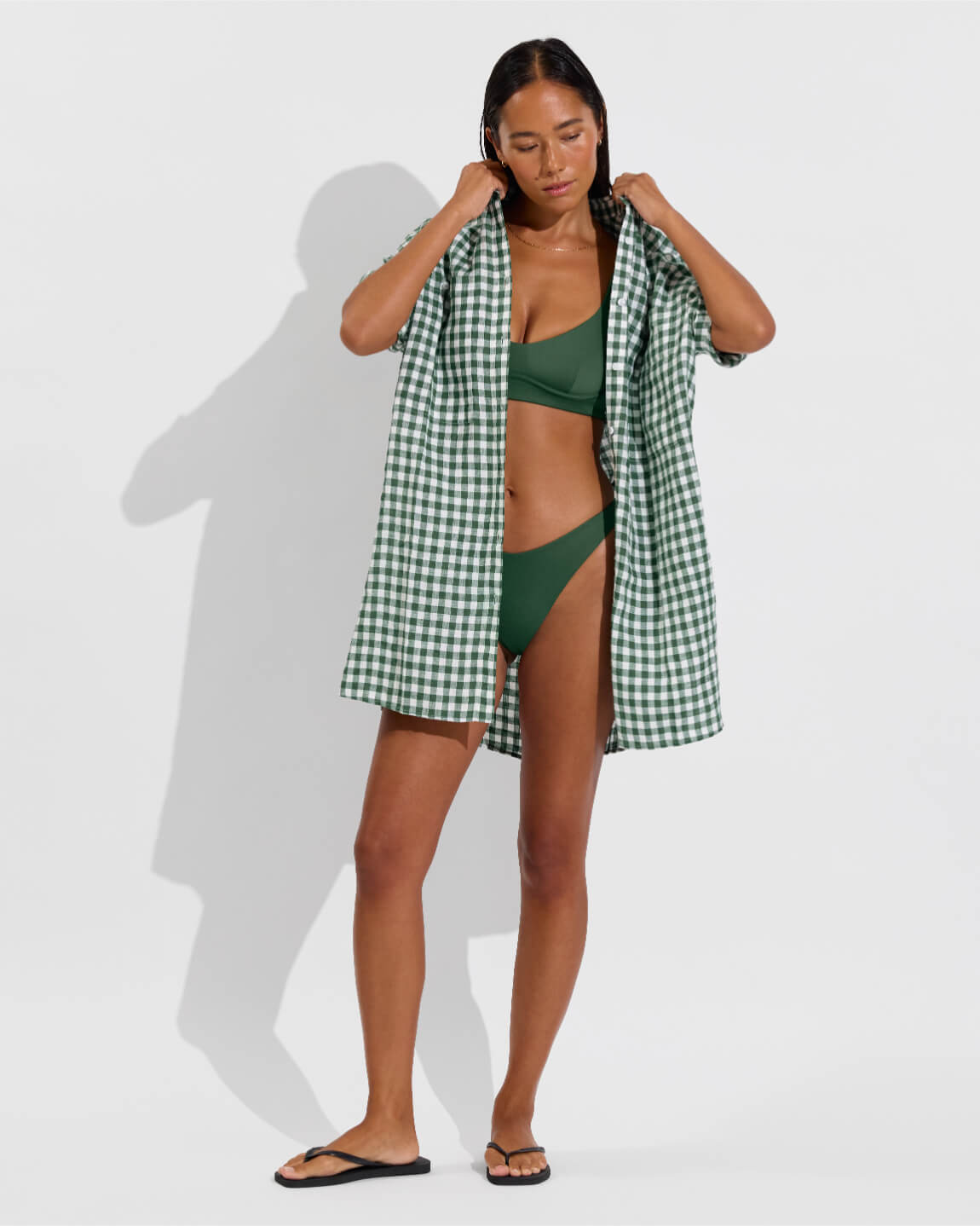 Getaway Mini Dress - Gingham: Tropics / Coconut