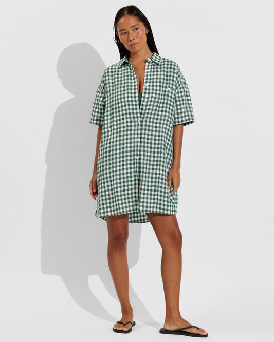 Getaway Mini Dress - Gingham: Tropics / Coconut