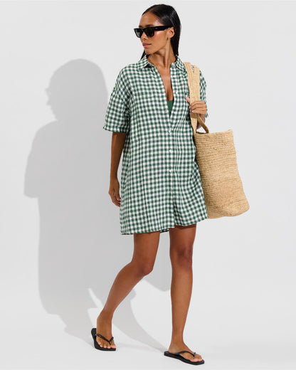 Getaway Mini Dress - Gingham: Tropics / Coconut