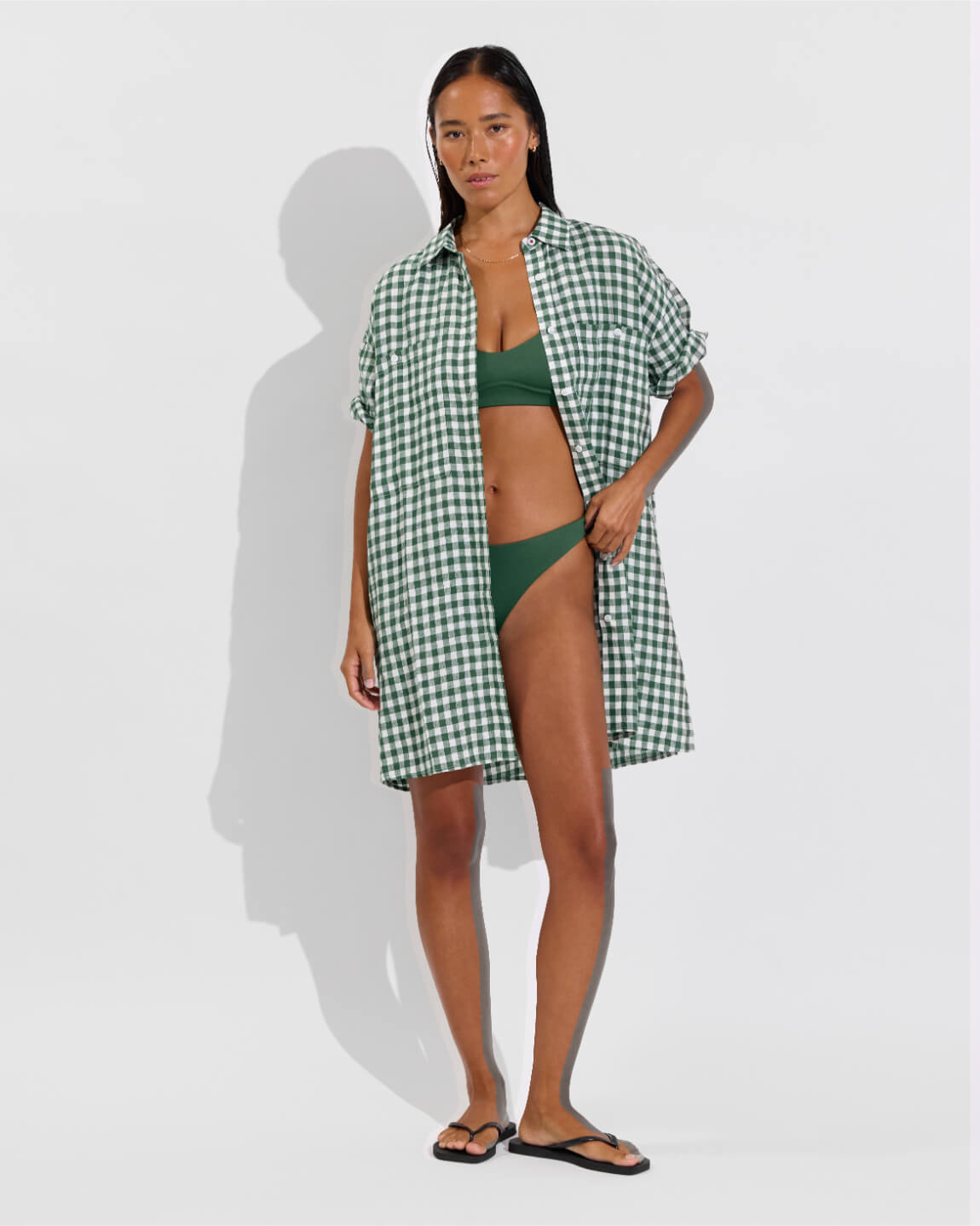 Getaway Mini Dress - Gingham: Tropics / Coconut