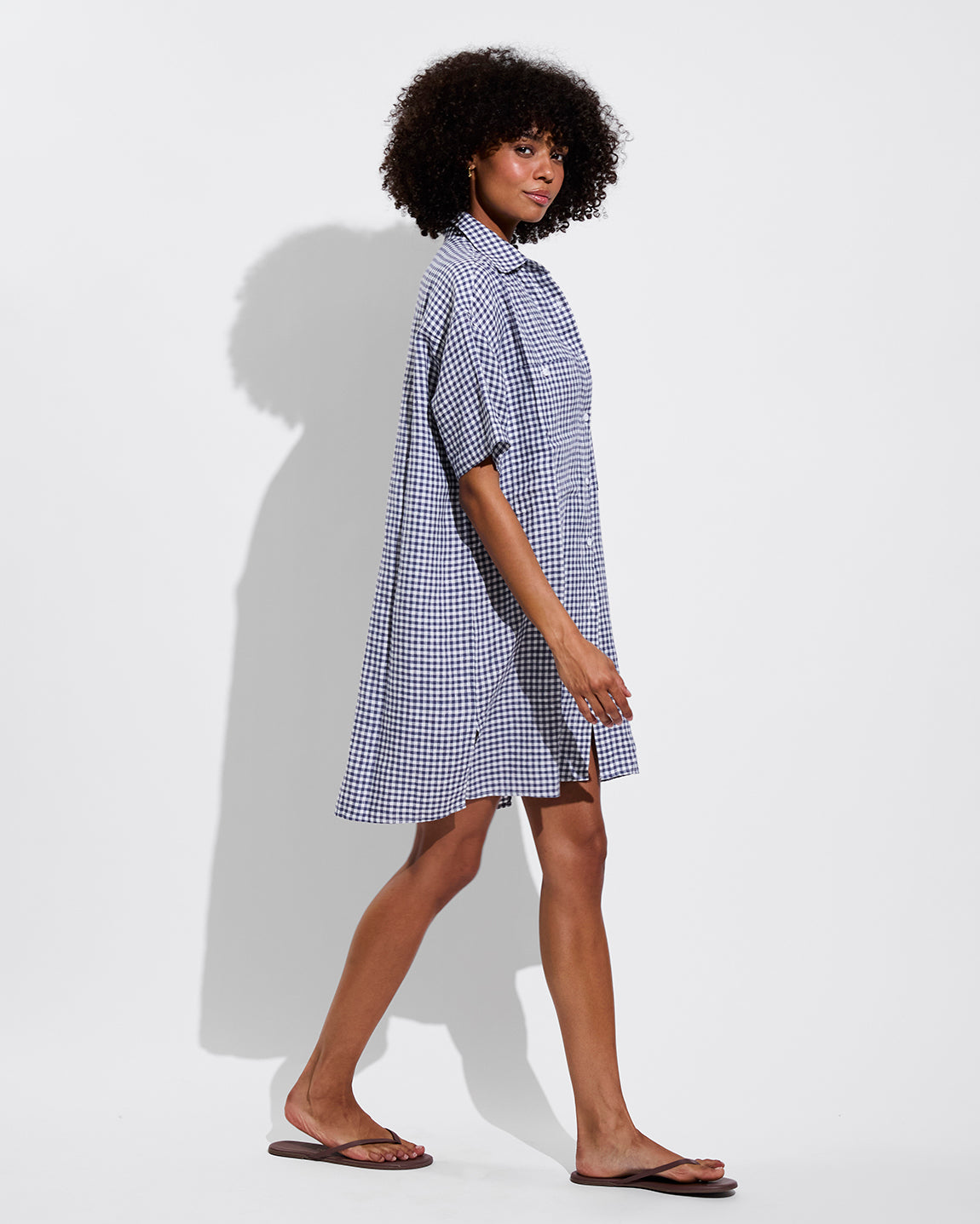 Getaway Mini Dress - Gingham: Varsity / Coconut