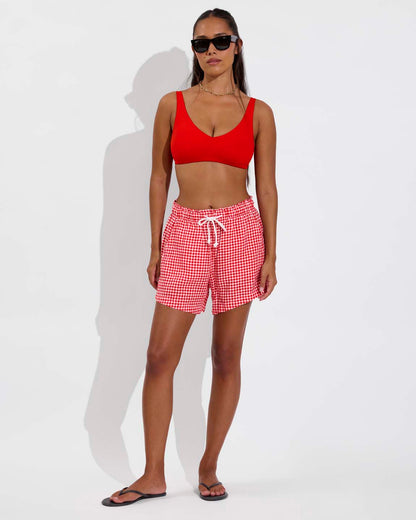 Getaway Short 5" - Gingham: Sweet Chili Heat / Coconut