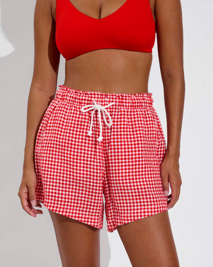 Getaway Short 5" - Gingham: Sweet Chili Heat / Coconut