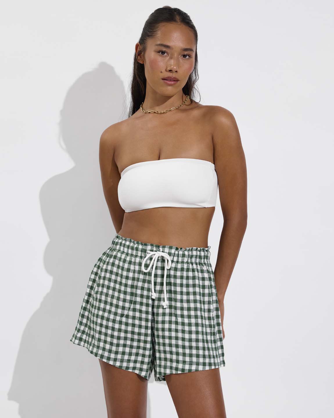 Getaway Short 5" - Gingham: Tropics / Coconut