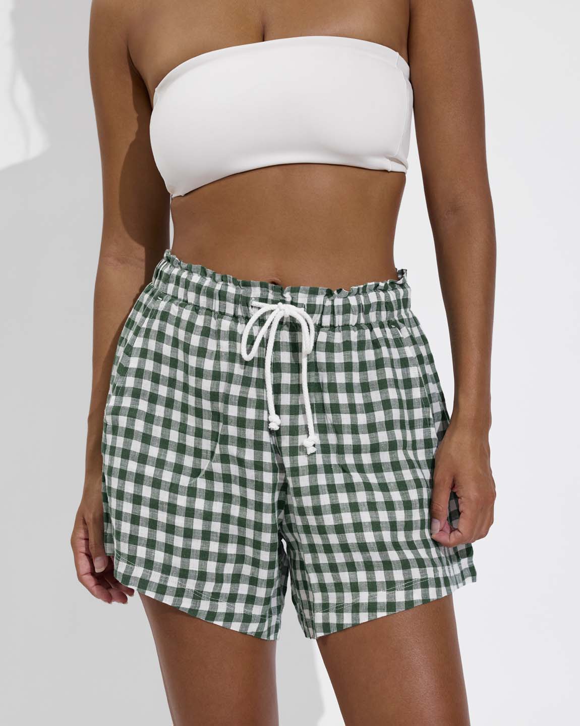 Getaway Short 5" - Gingham: Tropics / Coconut
