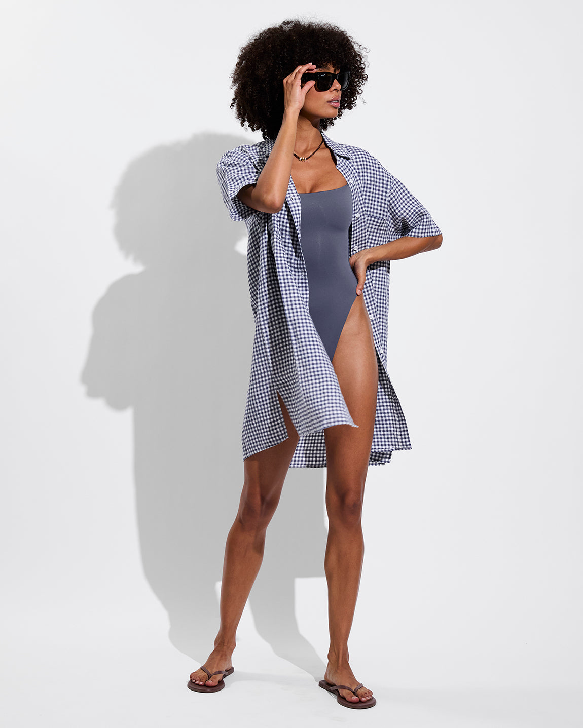 Getaway Mini Dress - Gingham: Varsity / Coconut