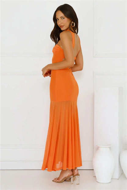 Serene Sway Strapless Maxi Dress Orange