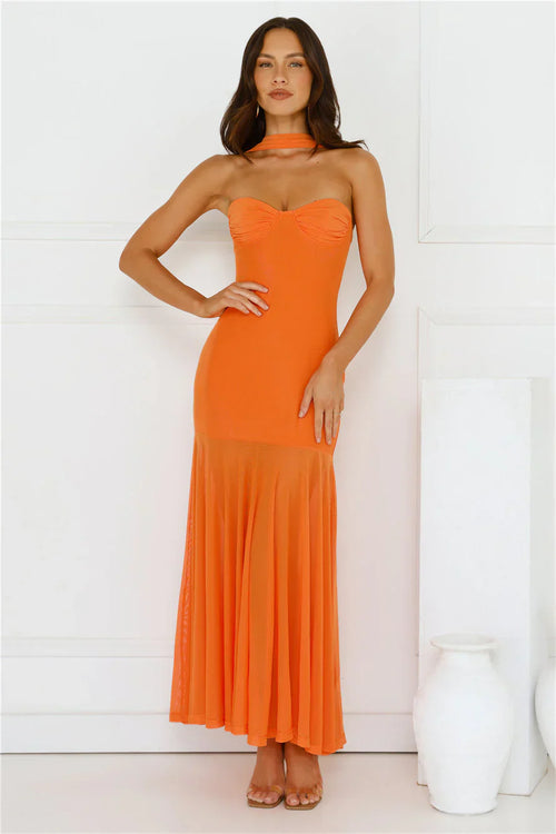 Serene Sway Strapless Maxi Dress Orange