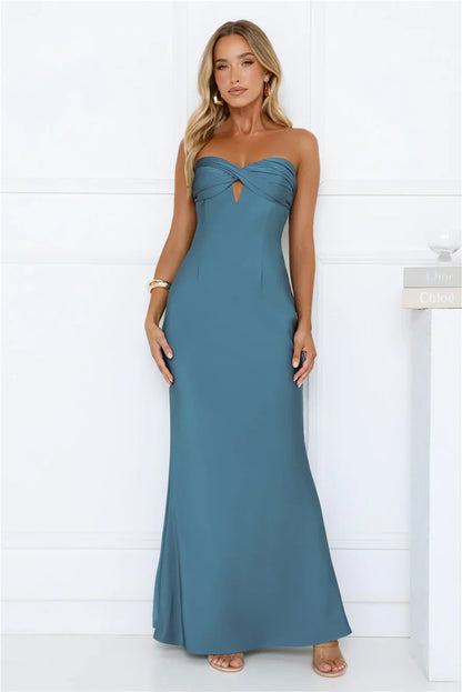 Silken Aurora Strapless Maxi Dress Teal