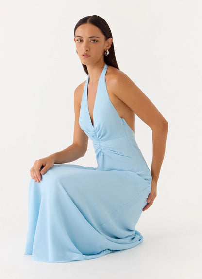 Sharpay Halter Maxi Dress - Pale Blue