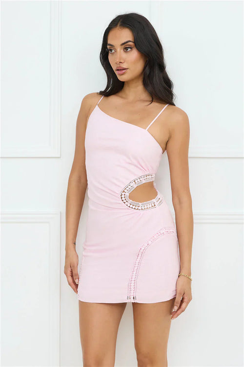Sandy Escape Linen Blend Mini Dress Pink