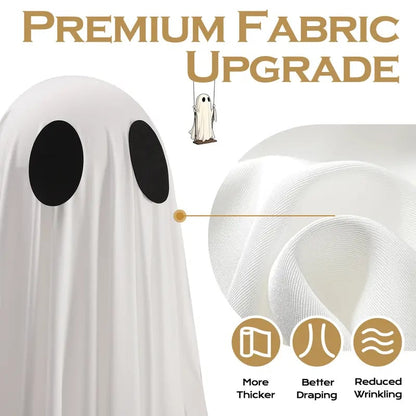 👻Halloween Decorations Outdoor - 5FT Large Hanging Ghost Swing with Remote Control String Lights