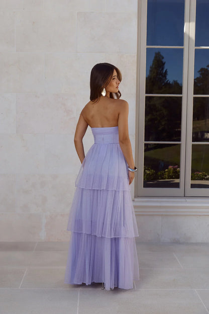 Premiere Glam Strapless Tulle Maxi Dress Lilac