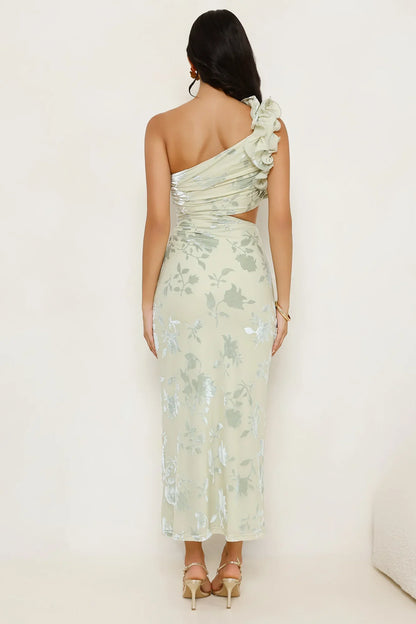 Real Life Doll One Shoulder Maxi Dress Sage
