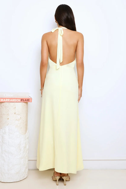 Saucy Secrets Halter Maxi Dress Yellow