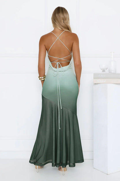 Send Me Flowers Ombre Maxi Dress Green
