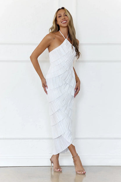 Seashell Ocean Midi Dress White